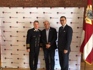 Commissioner Daniel Nigro and Fire Cheif James Leonard with Jim Leyritz